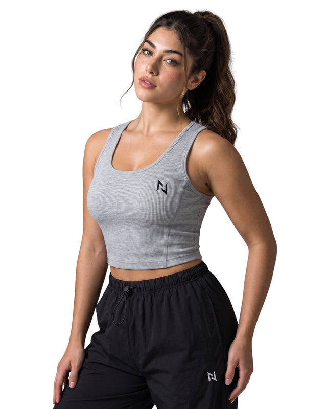 RIB CROP TANK GREY
