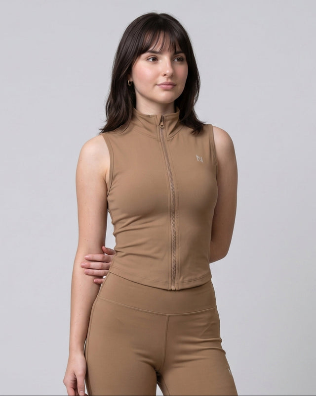 AEROSKIN SLEEVELESS COMPRESSION JACKET CAMEL BROWN