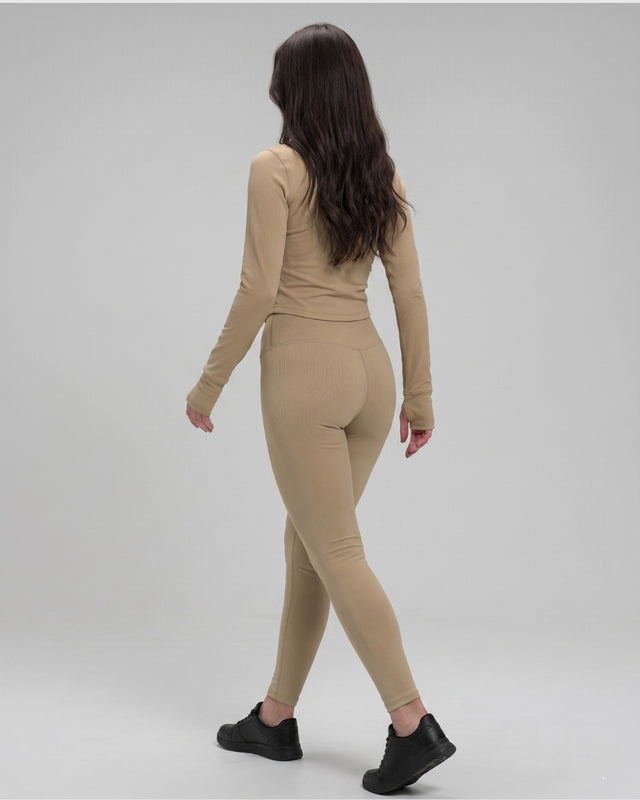 High Waisted Leggings Golden Beige