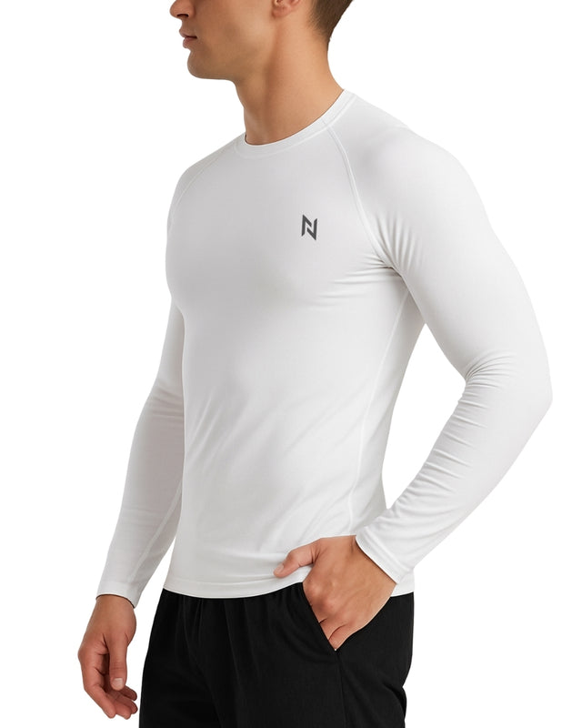 MENS PREMIUM COMPRESSION TEE FULL SLEEVES WHITE