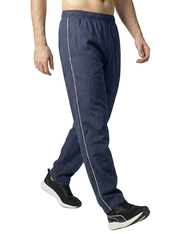 PREMIUM SINGLE PIPING RELAXED MICRO STRETCH TROUSERS NAVY