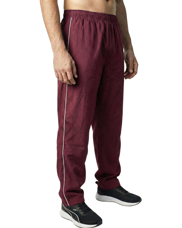 PREMIUM SINGLE PIPING RELAXED MICRO STRETCH TROUSERS MAROON
