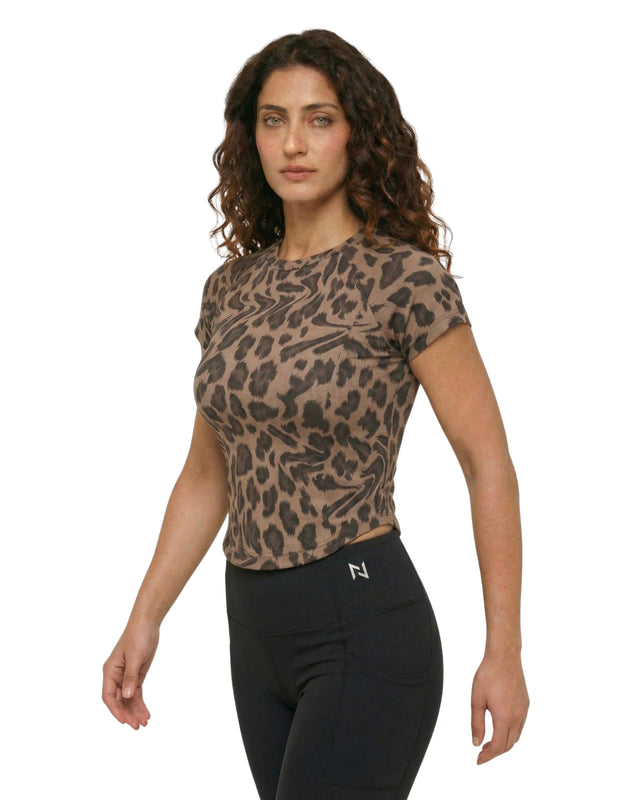 FLEX FORM COTTON TEE BROWN PRINT