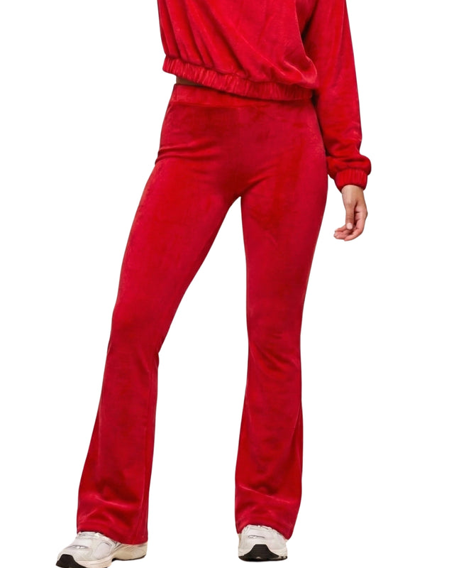 Premium Velour Flare Legging Red