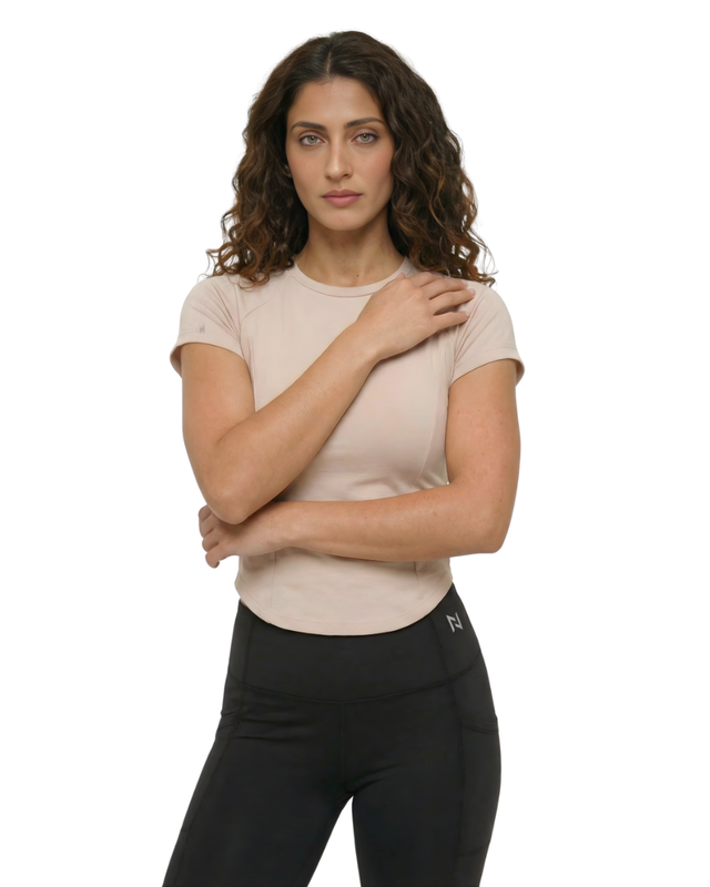 FLEX FORM COTTON TEE BEIGE