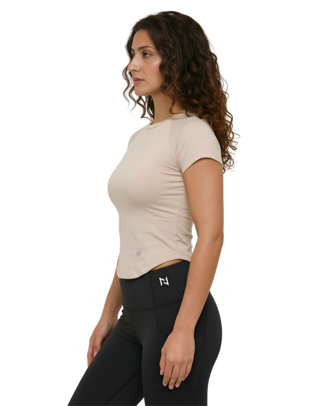 FLEX FORM COTTON TEE BEIGE