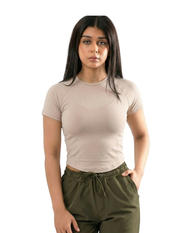 FLEX FORM COTTON TEE BEIGE