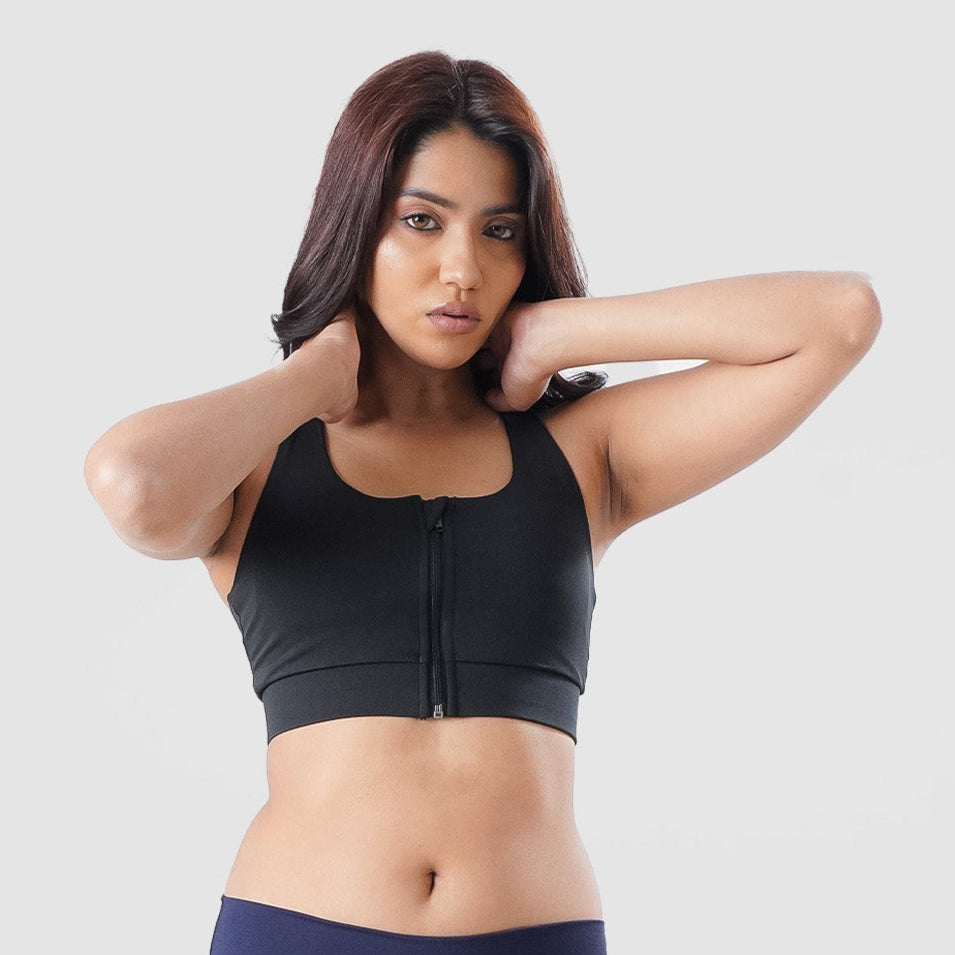 Aero Dry Front-Zip Sports Bra