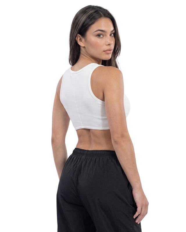 RIB PANELS CROP TANK TOP WHITE