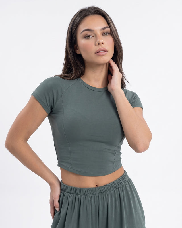 SecondSkin Crop Top Sage Green
