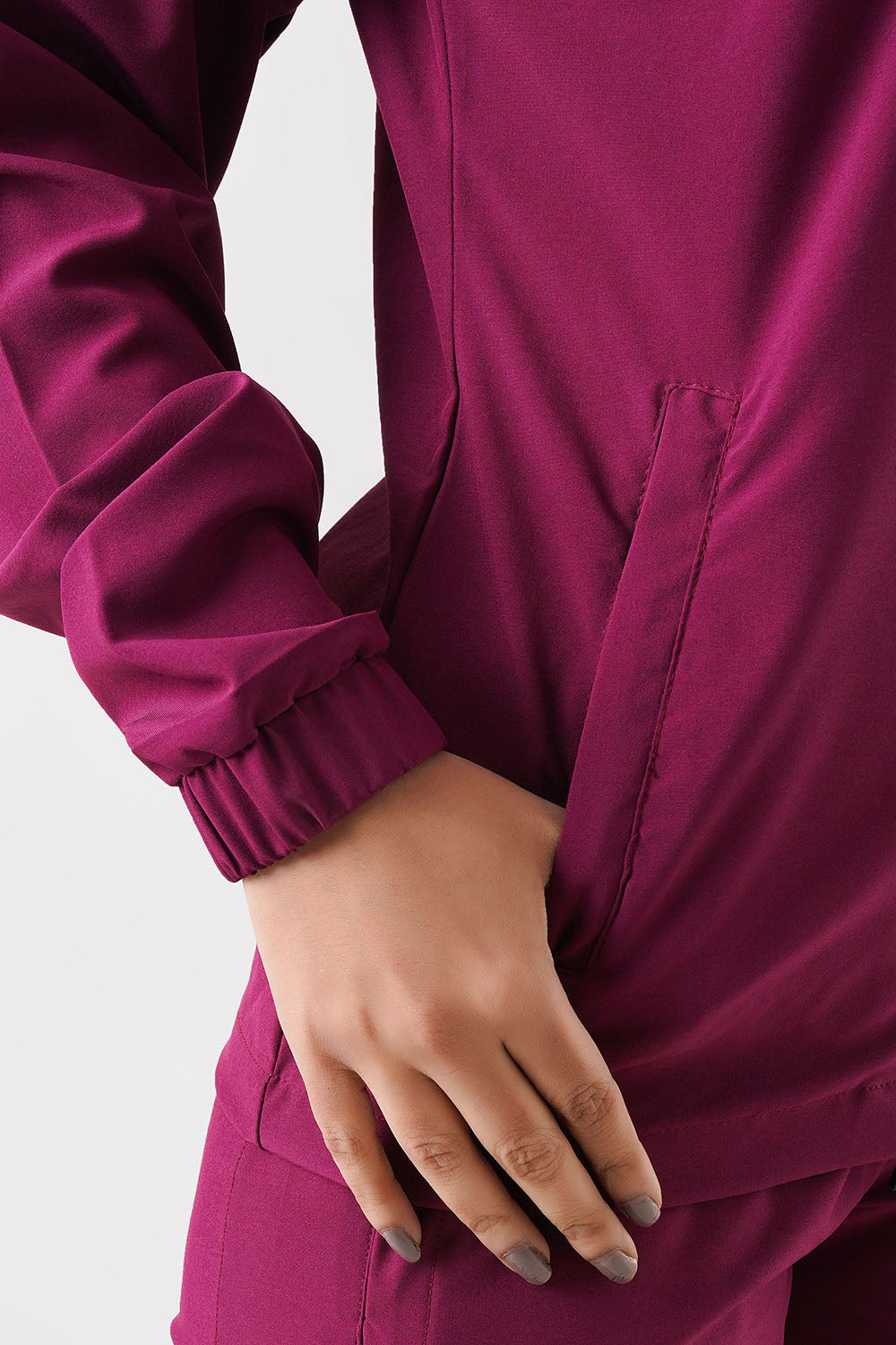 Burgundy Woven Stretch Tracksuit Jacket