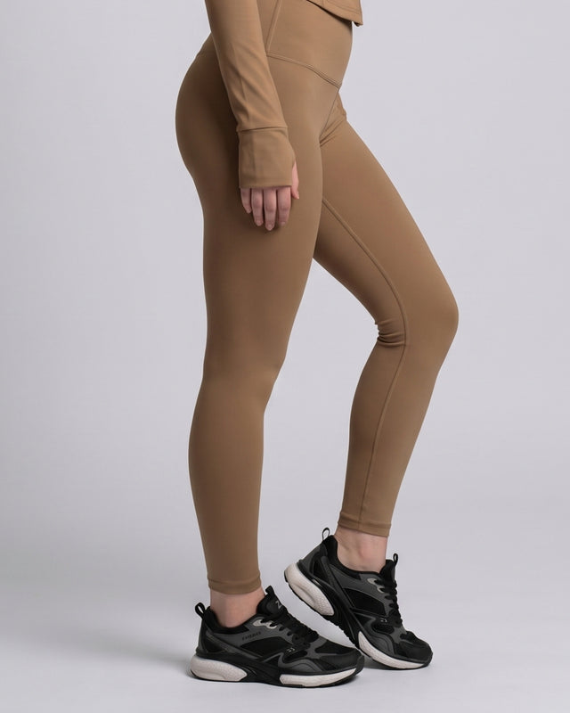 High Waisted Leggings Camel Brown