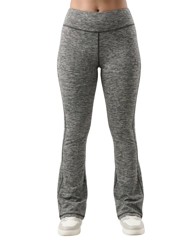 Gray flared pants on a white background