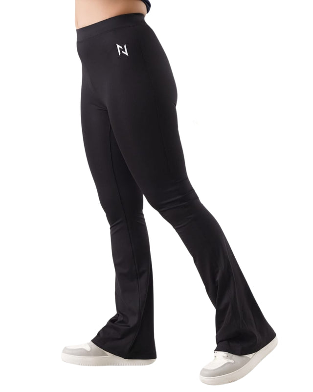 Black leggings with a logo on a white background
