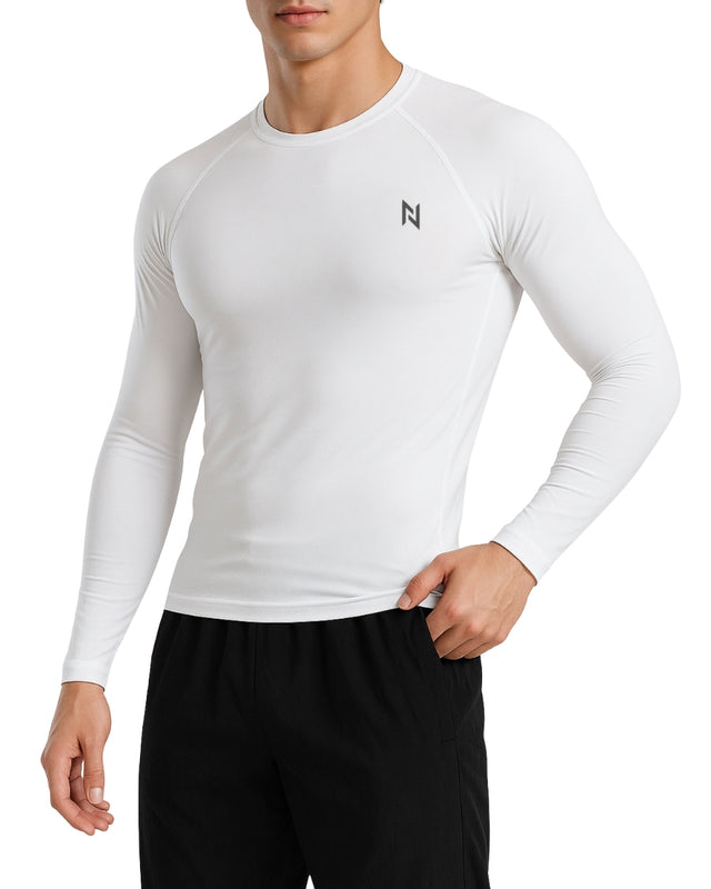 MENS PREMIUM COMPRESSION TEE FULL SLEEVES WHITE