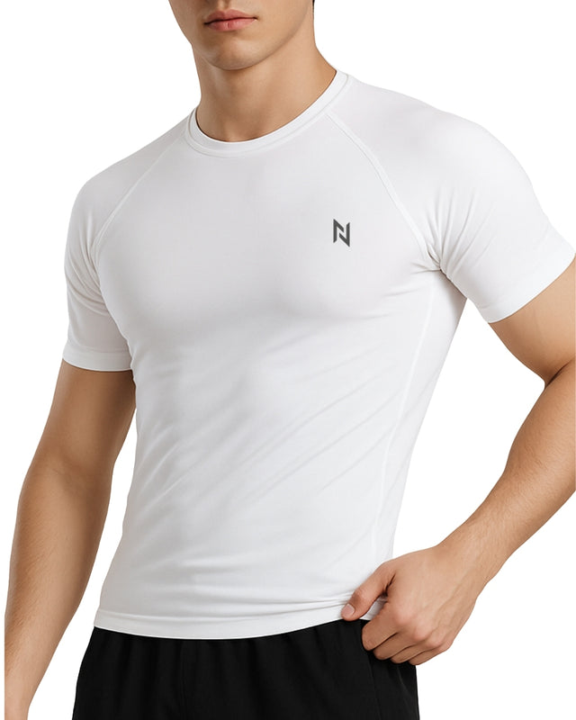 MENS PREMIUM COMPRESSION TEE HALF SLEEVES WHITE