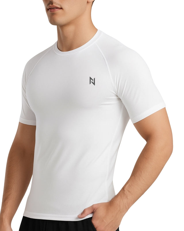 MENS PREMIUM COMPRESSION TEE HALF SLEEVES WHITE