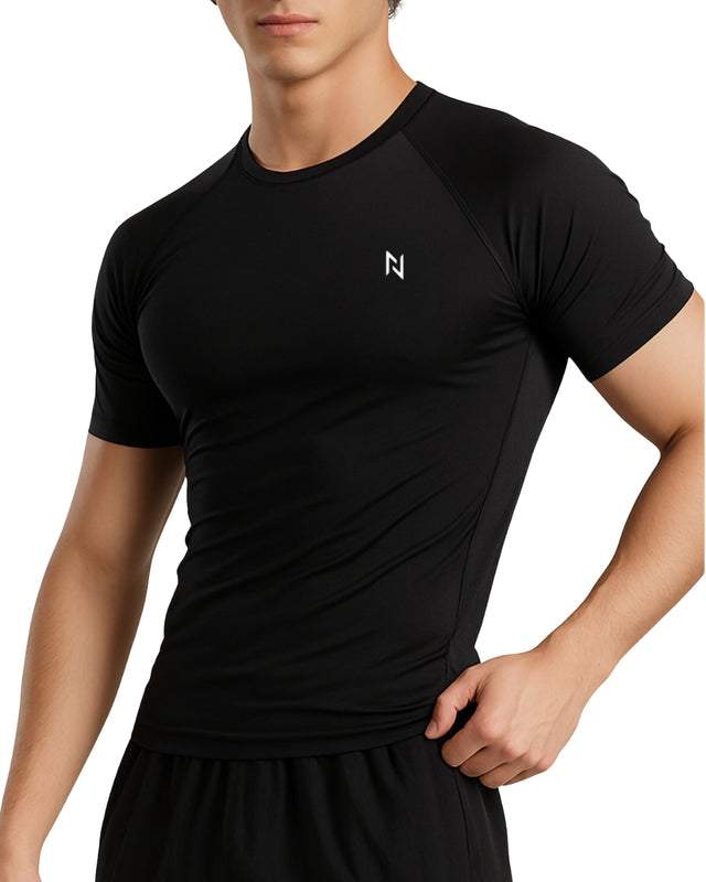MENS PREMIUM COMPRESSION TEE HALF SLEEVES BLACK