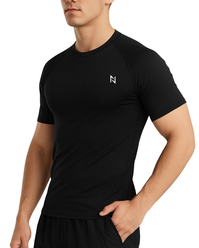 MENS PREMIUM COMPRESSION TEE HALF SLEEVES BLACK