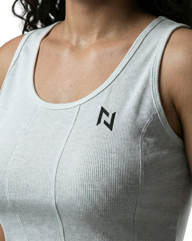 RIB PANELS CROP TANK TOP WHITE