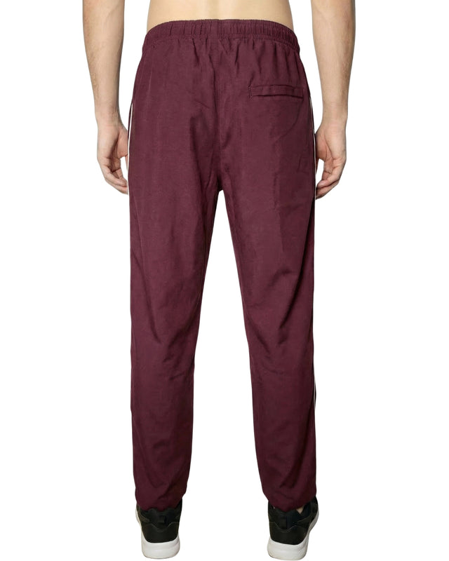 PREMIUM SINGLE PIPING RELAXED MICRO STRETCH TROUSERS MAROON