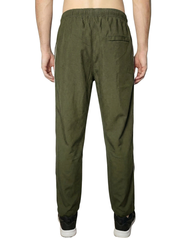 PREMIUM SINGLE PIPING RELAXED MICRO STRETCH TROUSERS OLIVE