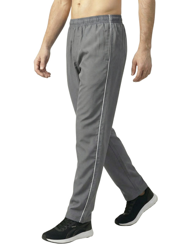 PREMIUM SINGLE PIPING RELAXED MICRO STRETCH TROUSERS GRAY