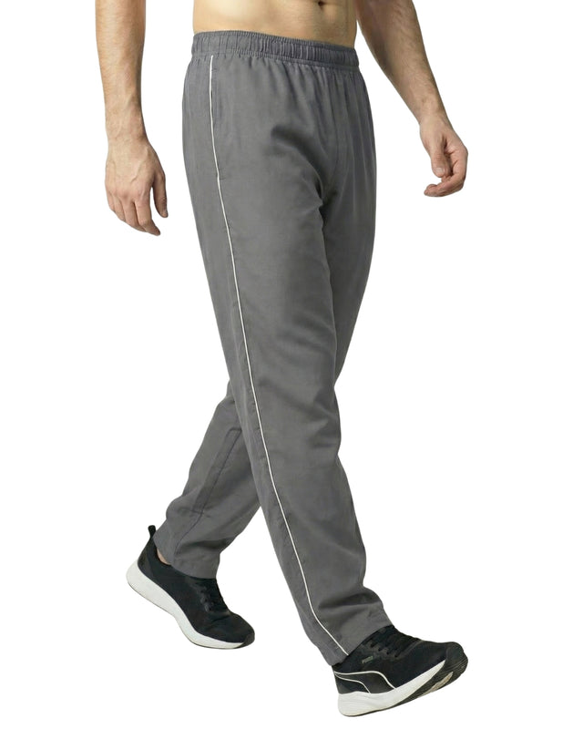 PREMIUM SINGLE PIPING RELAXED MICRO STRETCH TROUSERS GRAY