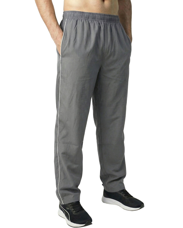 PREMIUM SINGLE PIPING RELAXED MICRO STRETCH TROUSERS GRAY