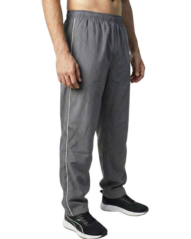 PREMIUM SINGLE PIPING RELAXED MICRO STRETCH TROUSERS GRAY
