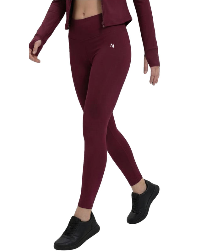 High Waisted Leggings Burgundy