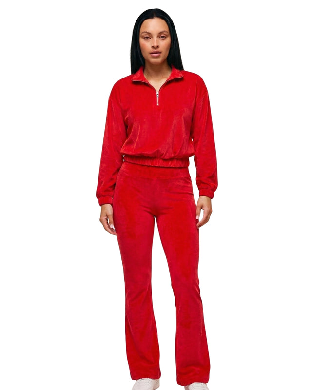 Premium Velour Flare Legging Red