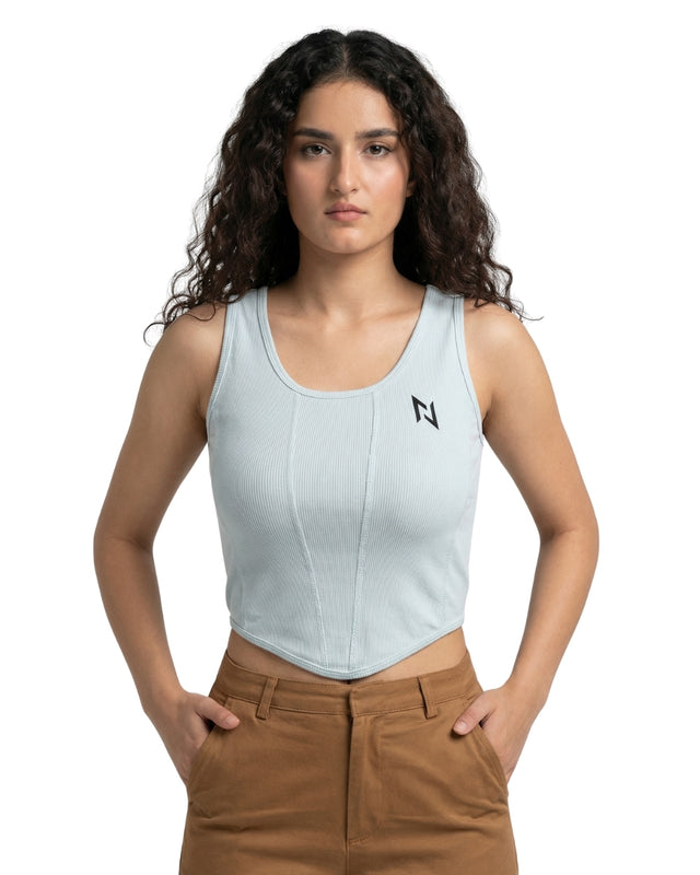 RIB PANELS CROP TANK TOP WHITE