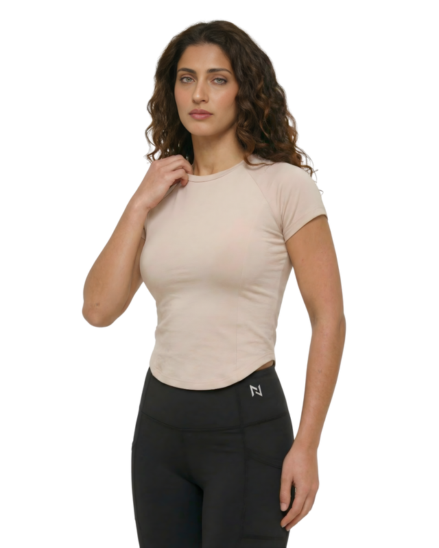 FLEX FORM COTTON TEE BEIGE