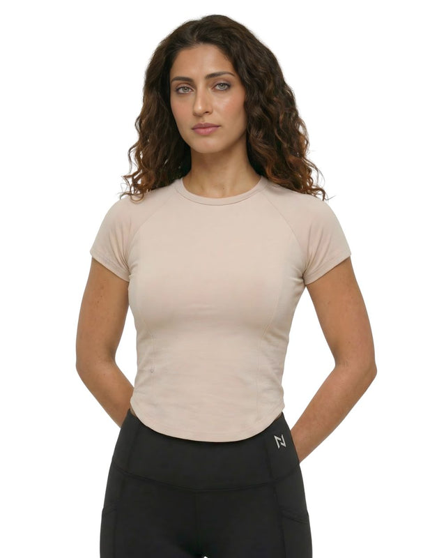 FLEX FORM COTTON TEE BEIGE