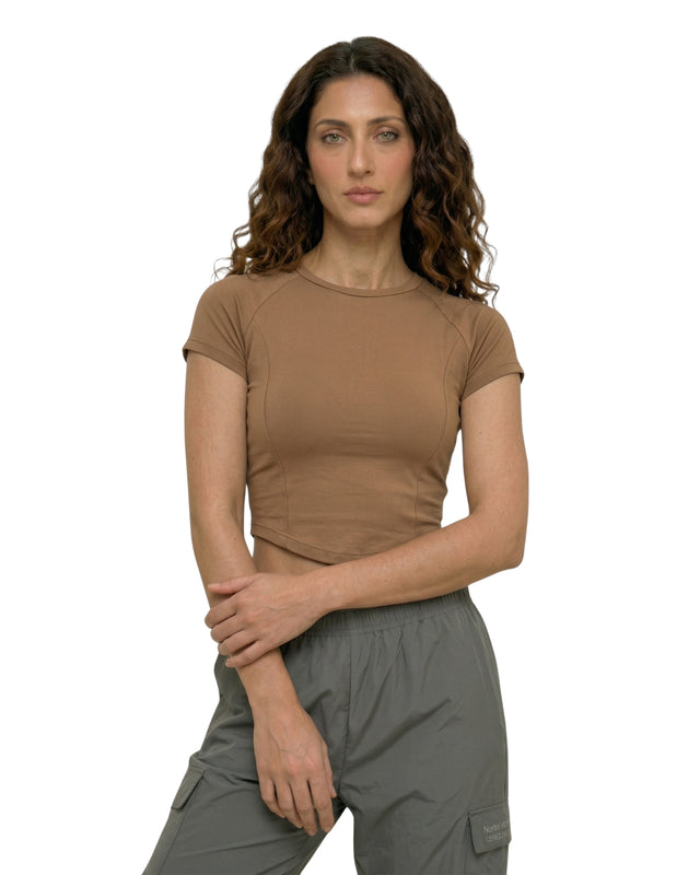 FLEX FORM COTTON TEE Camel brown