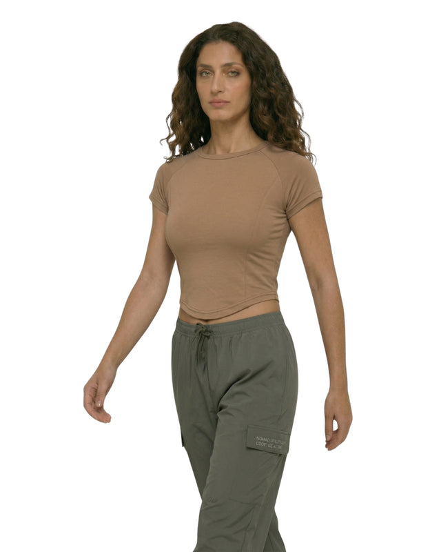 FLEX FORM COTTON TEE Camel brown