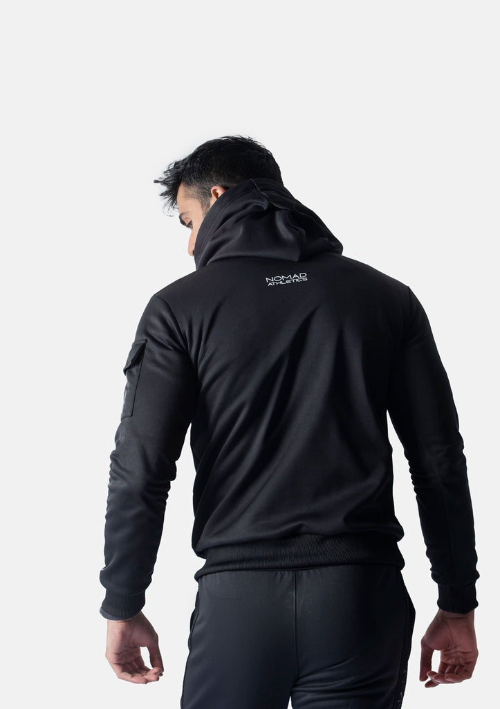 HOODIE WITH FRONT POCKET - BLACK - Nomad Apparel