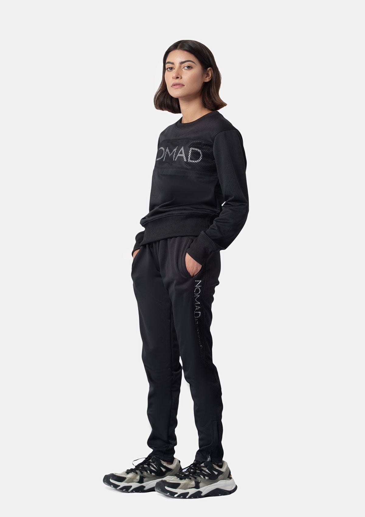 BLACK TROUSERS WITH MESH - Nomad Apparel